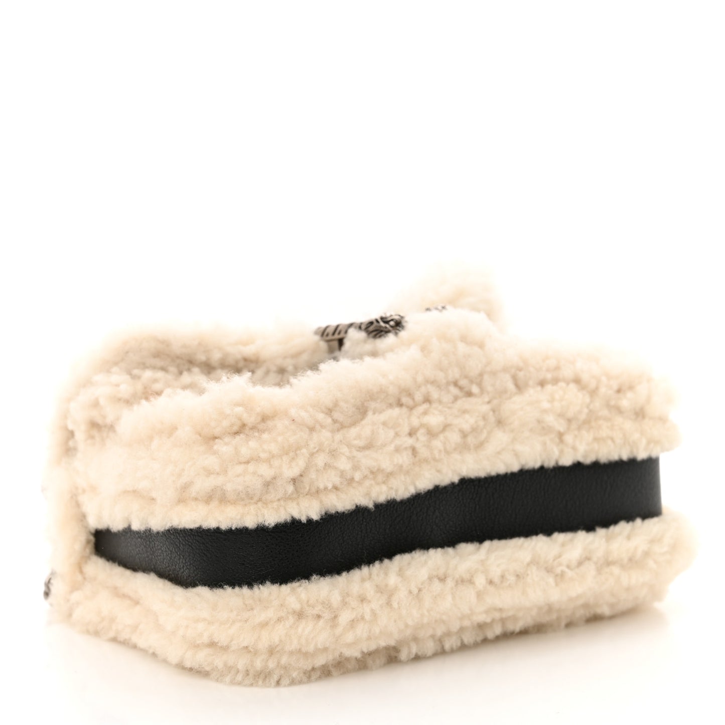 Sakai Be Green Calfskin Shearling Mini Dionysus Top Handle Bag Black