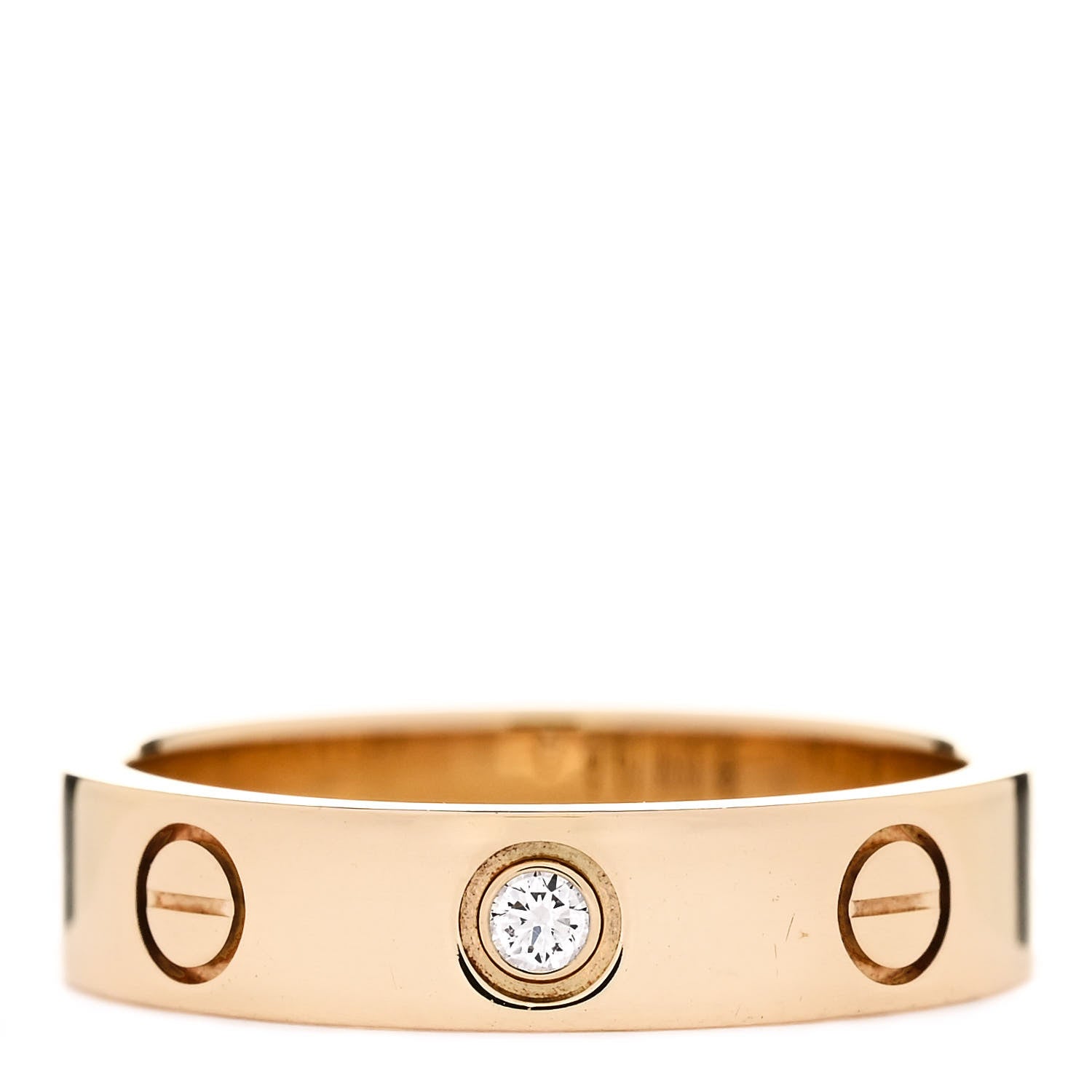 Cartier 18K Yellow Gold Diamond 4mm LOVE Wedding Band Ring 48 4.5 1 of 4