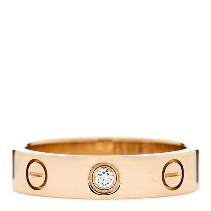 Cartier 18K Yellow Gold Diamond 4mm LOVE Wedding Band Ring 48 4.5 1 of 4
