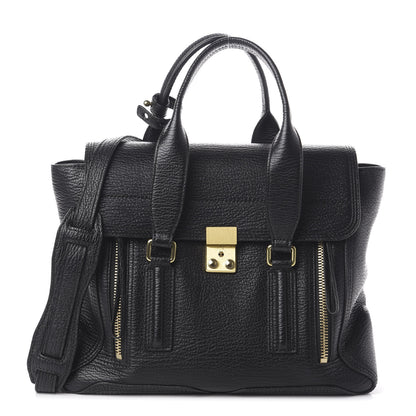 3.1 Phillip Lim 3.1 Textured Calfskin Medium Pashli Satchel Black 1 of 10