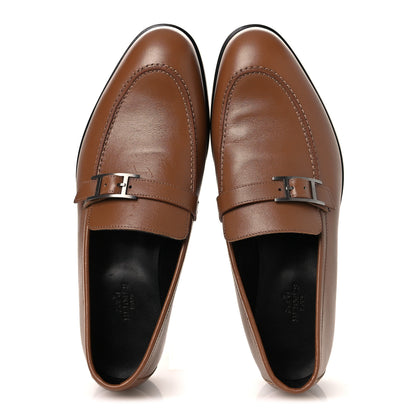 Hermes Calfskin Mens Monterey Loafers 41.5 Marron Teck 2 of 13