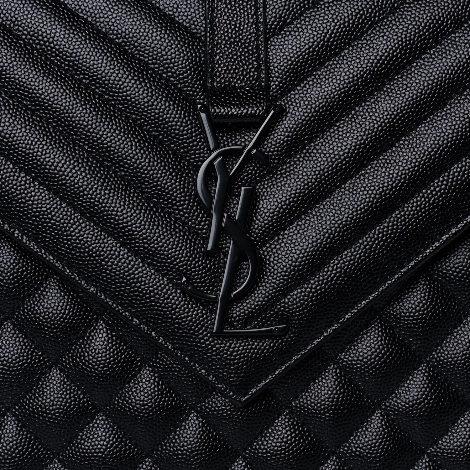 Saint Laurent Calfskin Mixed Matelasse Triquilt Large Monogram Satchel Black 9 of 12