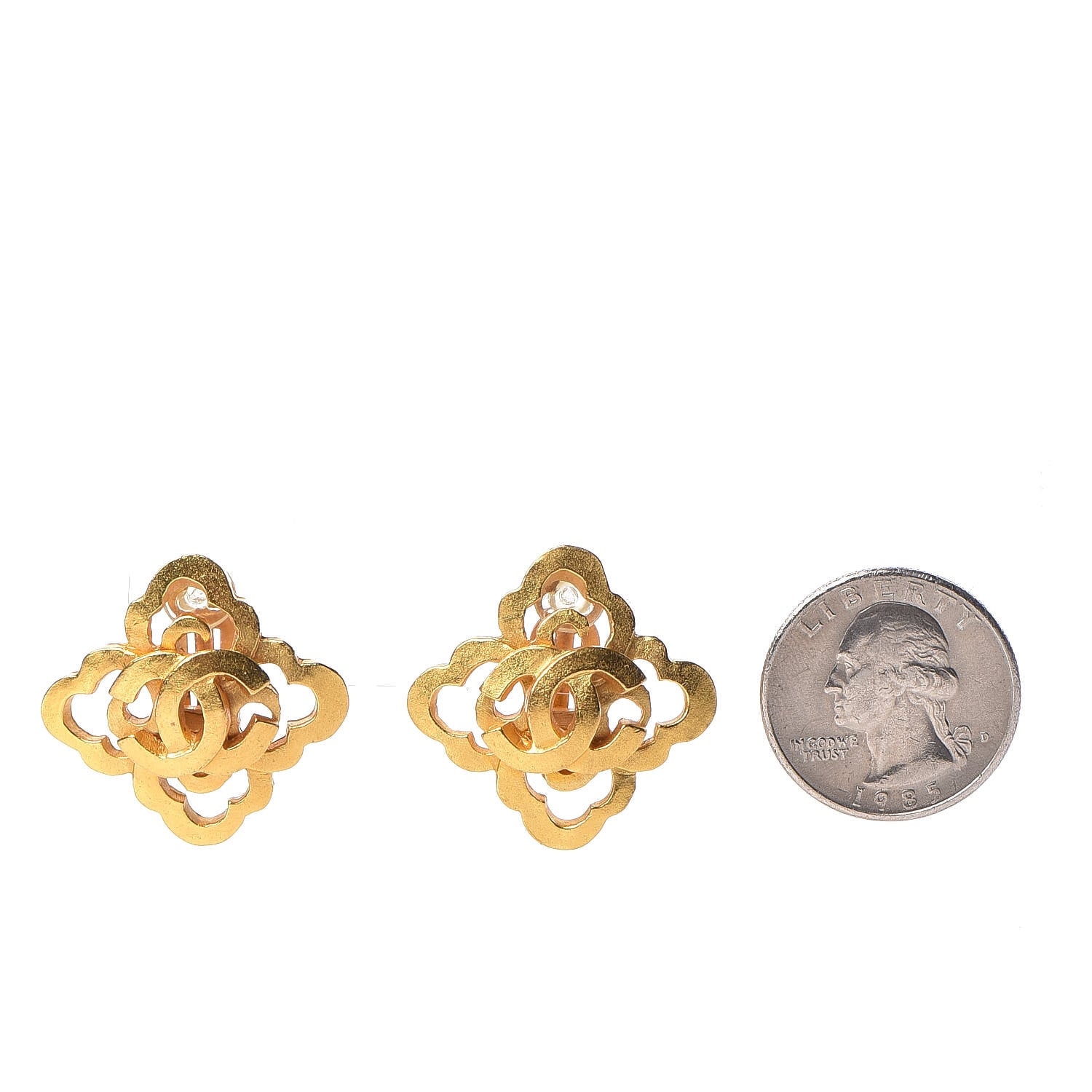 Chanel CC Cross Clip On Earrings Gold 2 of 4