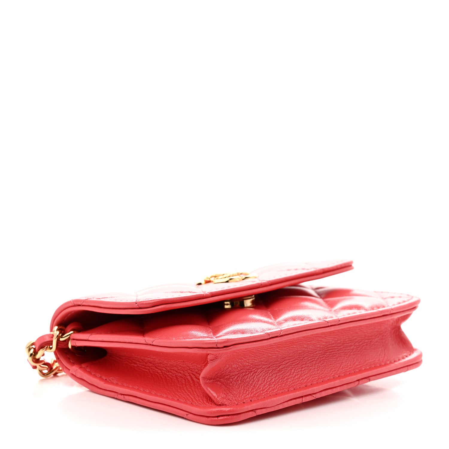 Chanel Shiny Lambskin Quilted Card Holder On Chain Pink 4 of 11