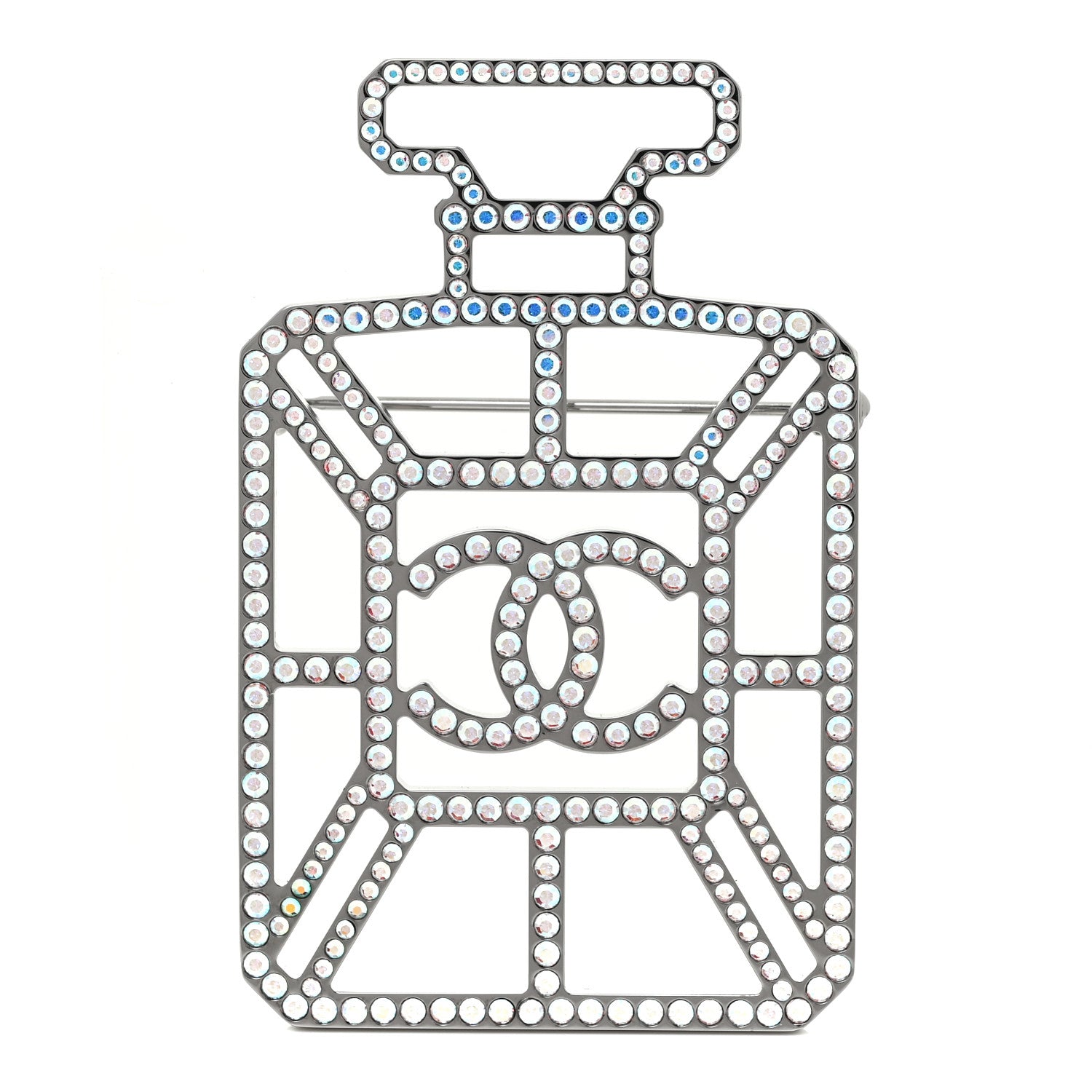 Chanel Ruthenium Crystal Perfume Bottle CC Brooch Iridescent Pink 1 of 4