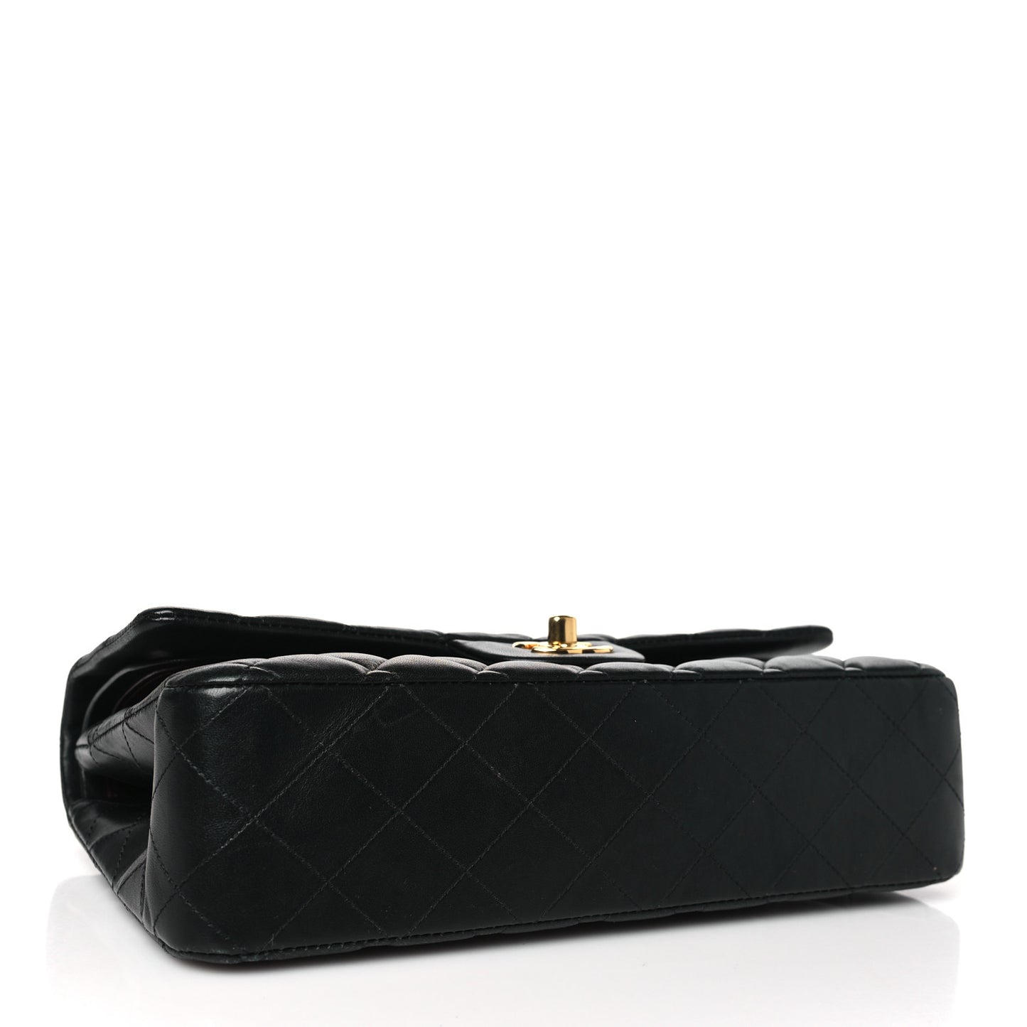 Lambskin Quilted Medium Double Flap Black