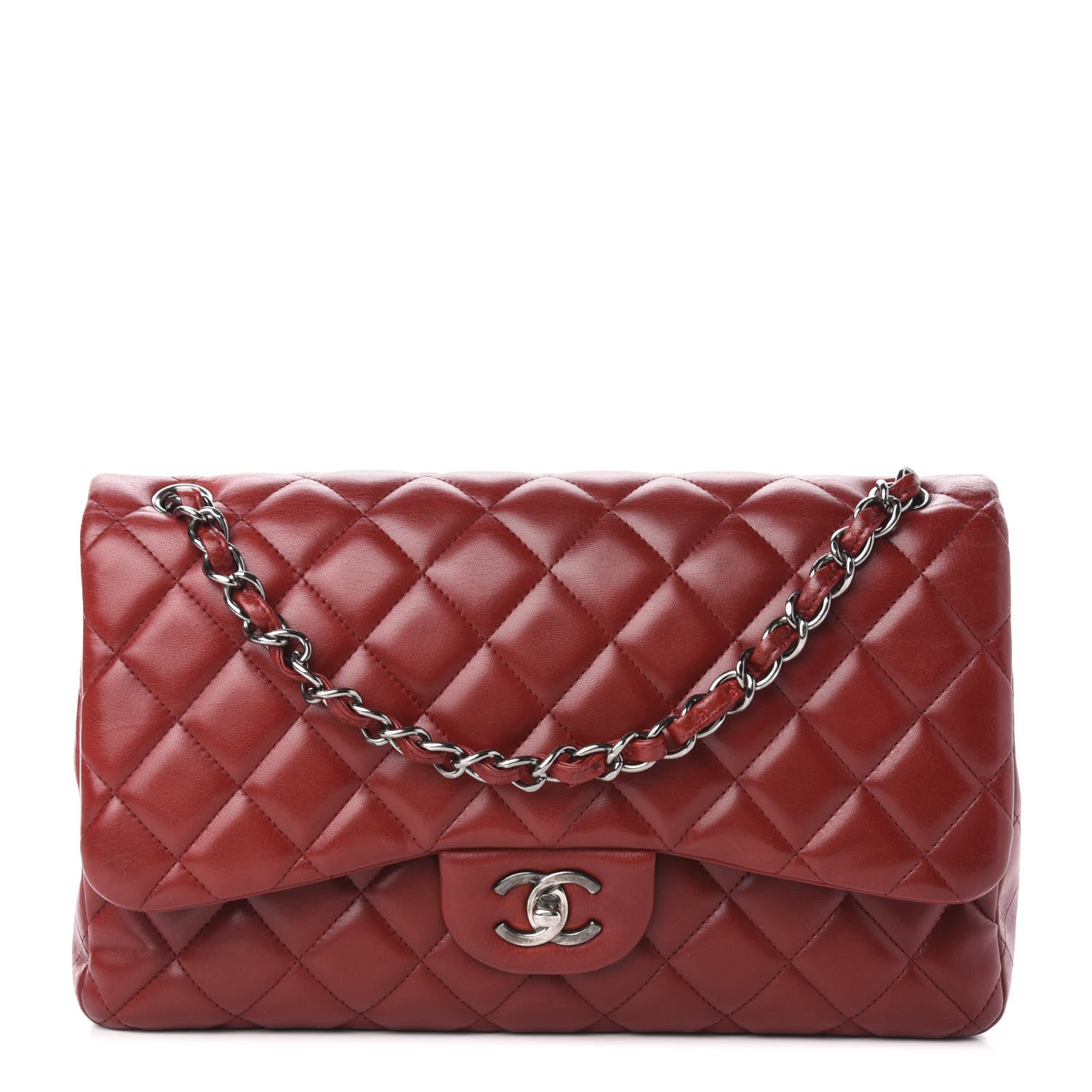 Chanel Lambskin Quilted Jumbo Double Flap Red 1 of 14