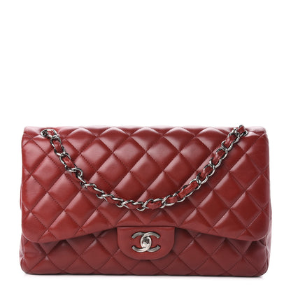 Chanel Lambskin Quilted Jumbo Double Flap Red 1 of 14