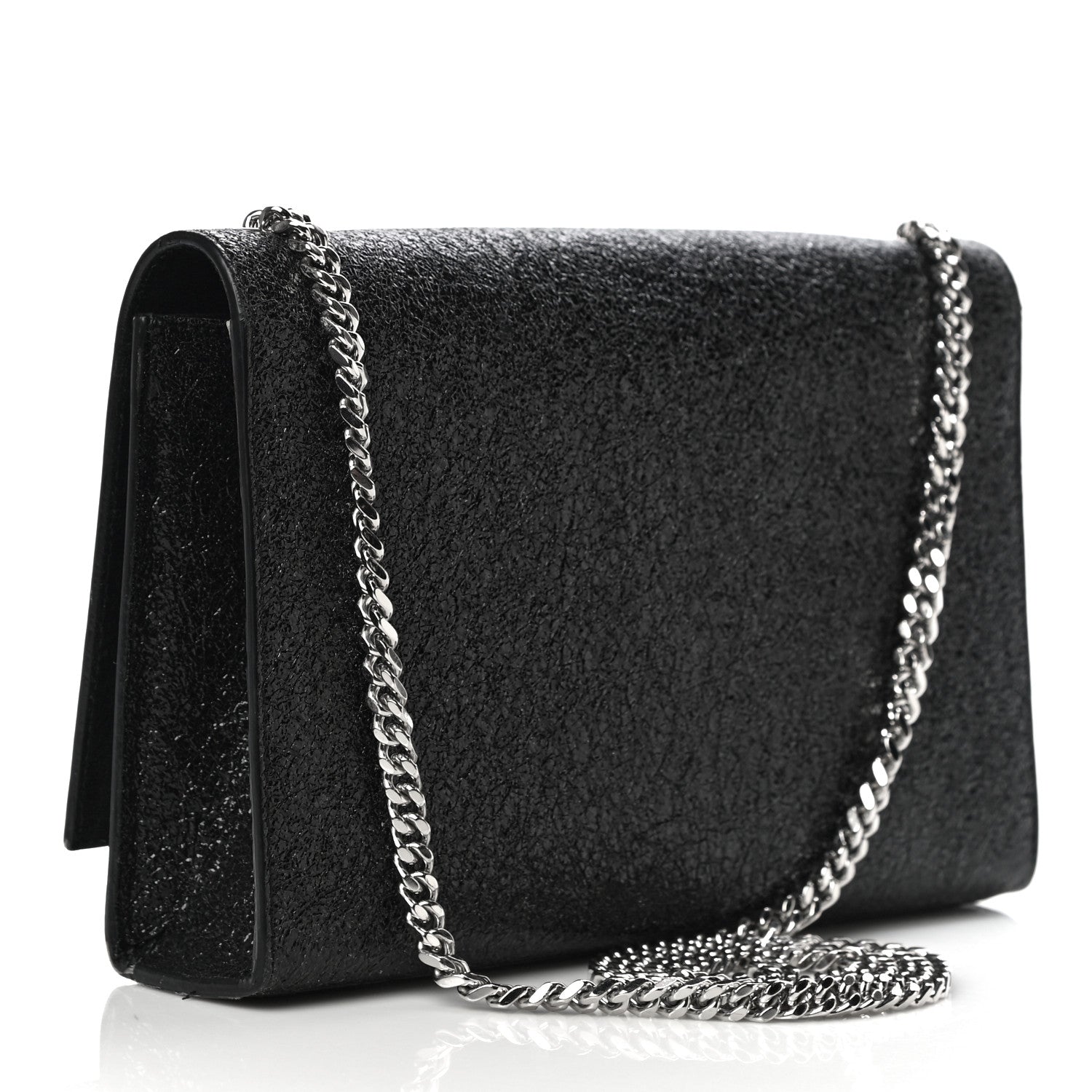 Saint Laurent Metallic Sparkle Calfskin Medium Monogram Kate Satchel Black 3 of 12