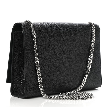 Saint Laurent Metallic Sparkle Calfskin Medium Monogram Kate Satchel Black 3 of 12