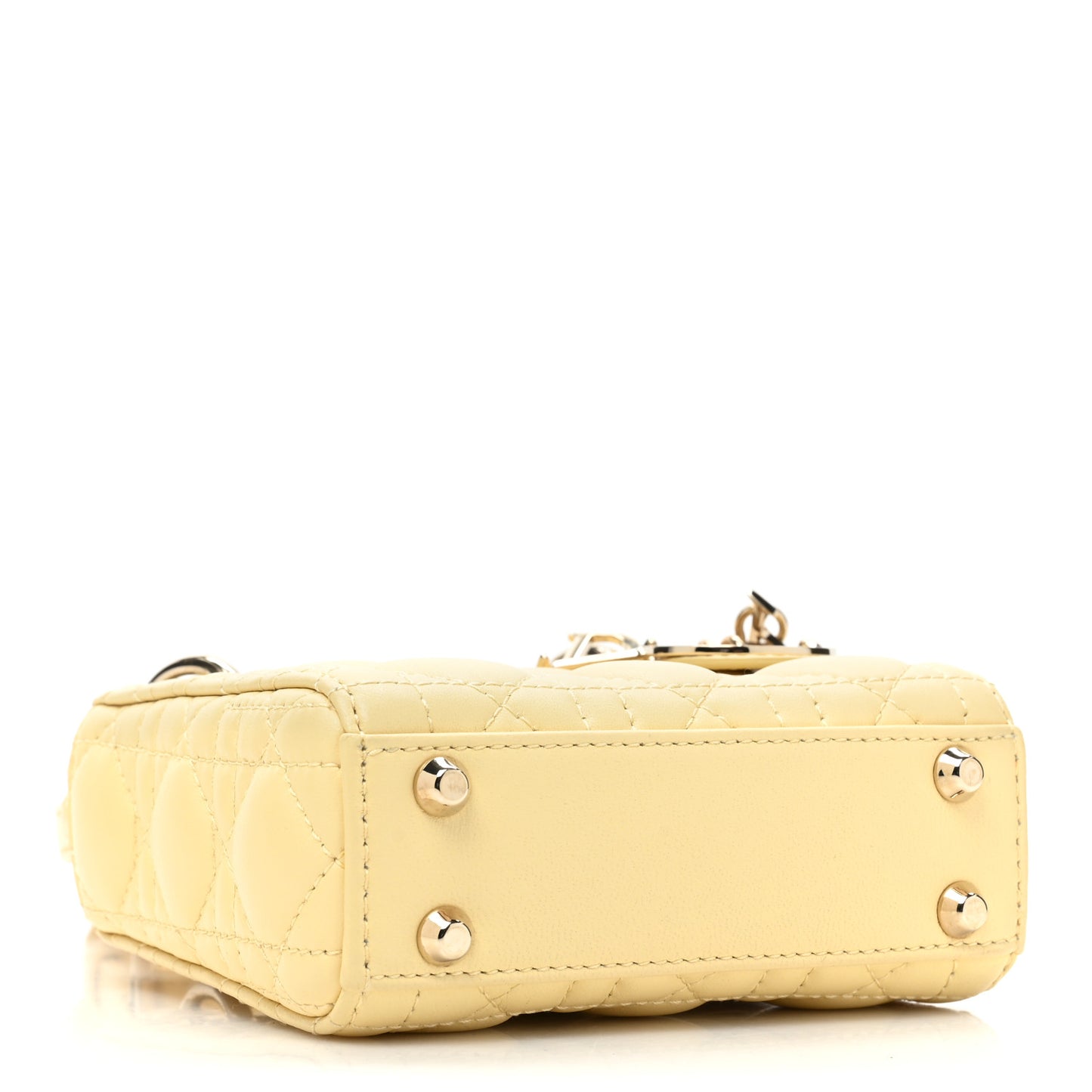 Lambskin Cannage Micro Lady Dior Soft Yellow