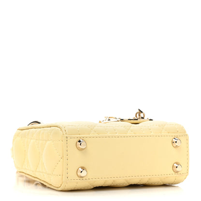 Christian Dior Lambskin Cannage Micro Lady Dior Soft Yellow 4 of 11