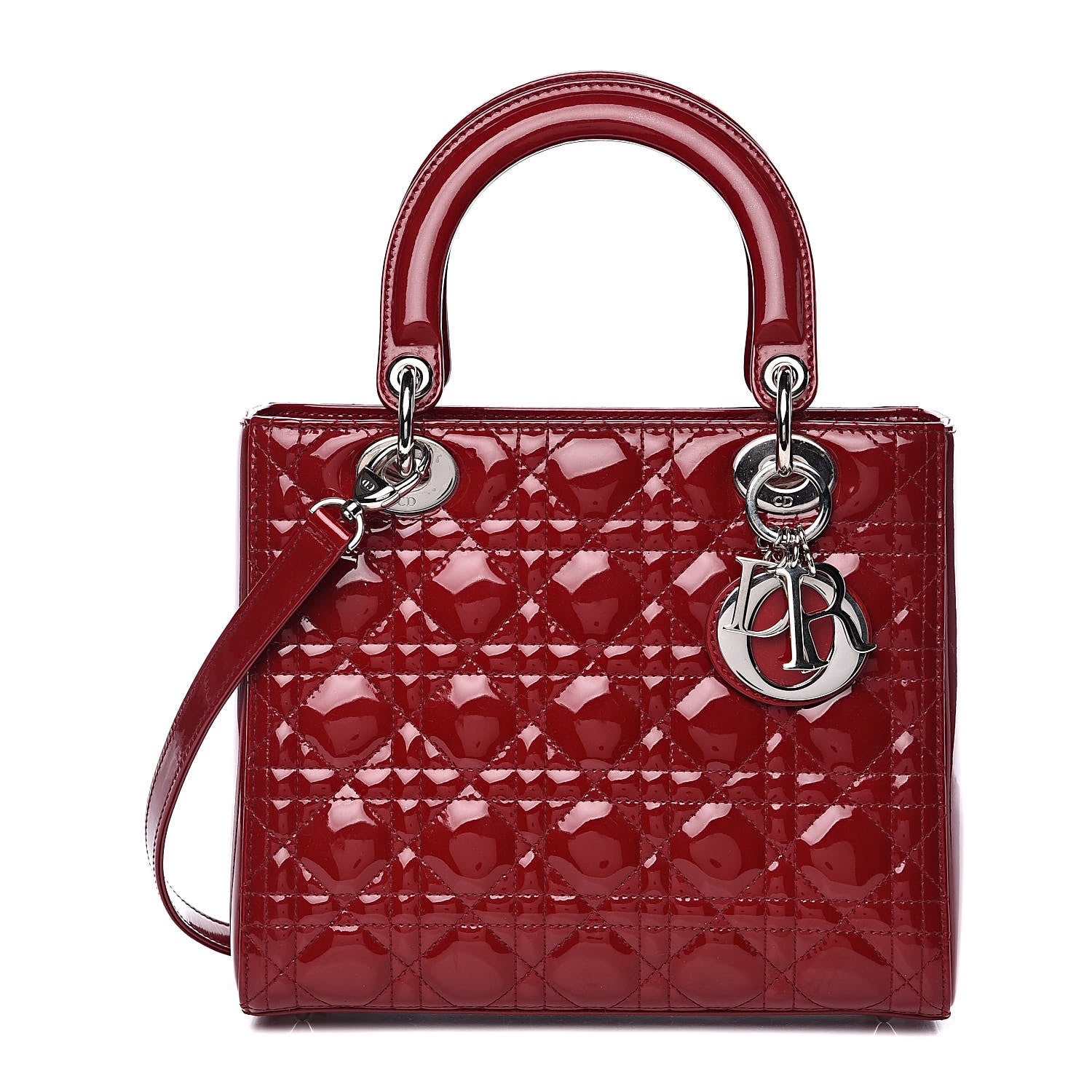 Christian Dior Patent Cannage Medium Lady Dior Red 1 of 10