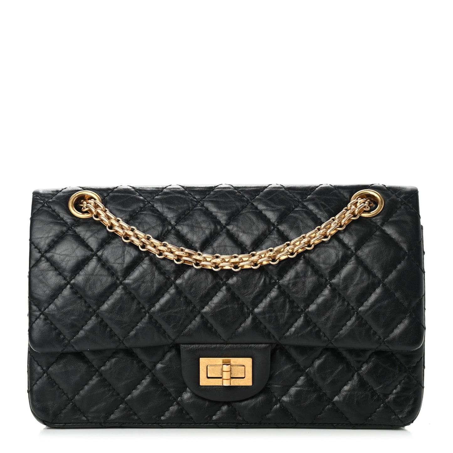 Aged Calfskin Quilted 2.55 Reissue 225 Flap Black