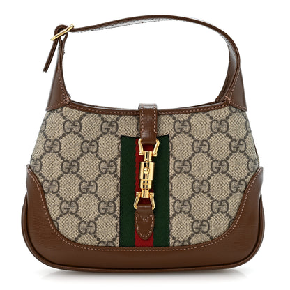 Gucci GG Supreme Monogram Azalea Calfskin Web Mini Jackie 1961 Hobo Beige Ebony Brown Sugar 1 of 11