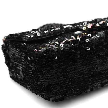 Chanel Sequin Medium Single Flap Silver Black Multicolor 9 of 10