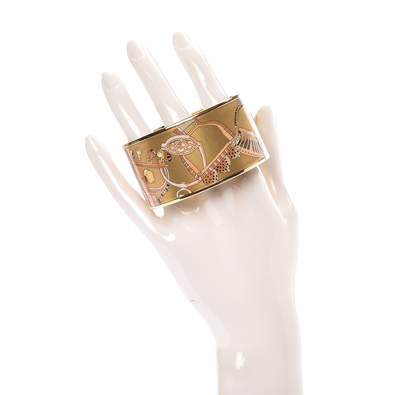 Hermes Enamel Printed Concours d'Etrier Extra Wide Bracelet 65 2 of 6