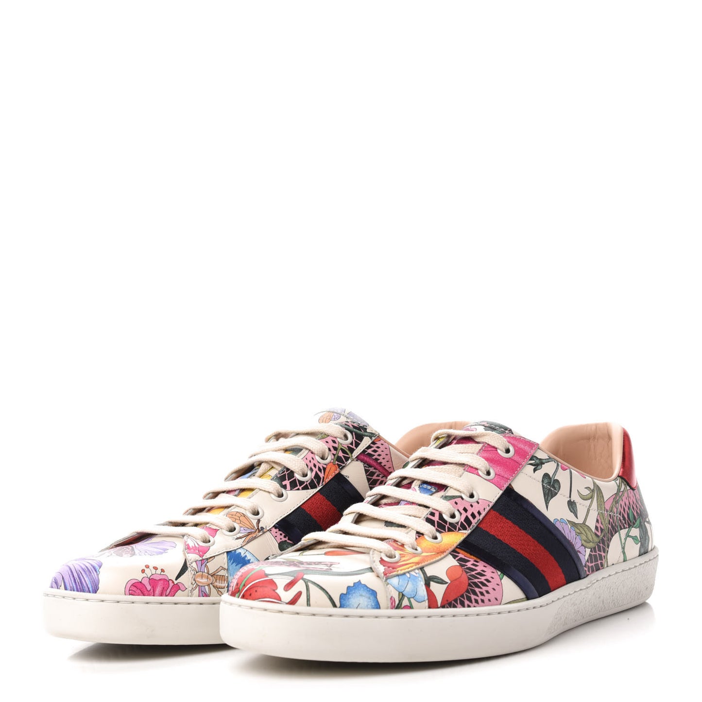 Calfskin Web Flora Snake Mens Ace Sneakers 11 White Multicolor