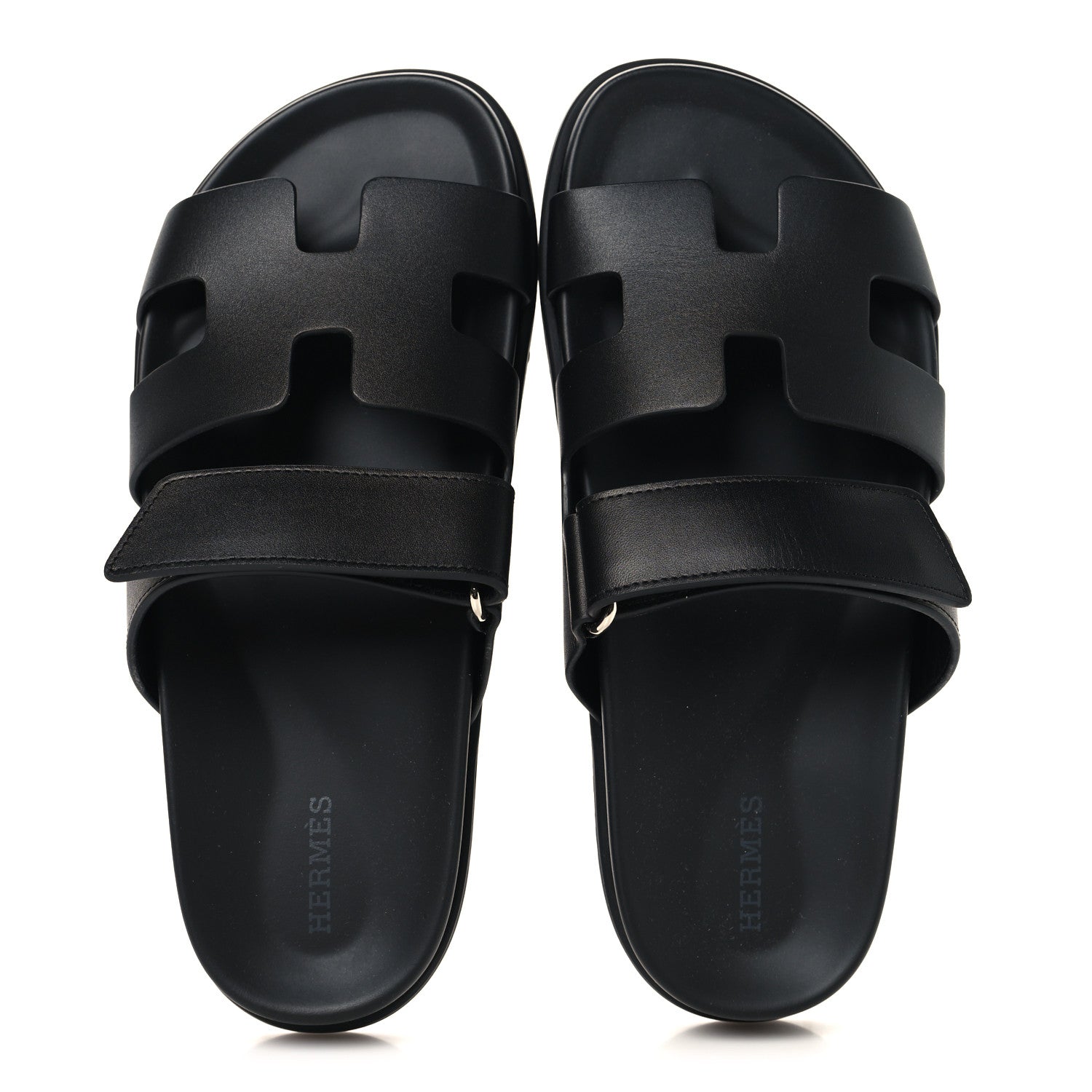 Hermes Calfskin Womens Chypre Sandals 38 Black 2 of 10