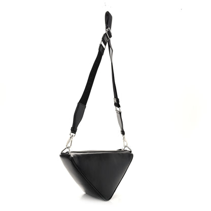 Prada Softy Calfskin Triangle Shoulder Bag Black 3 of 9