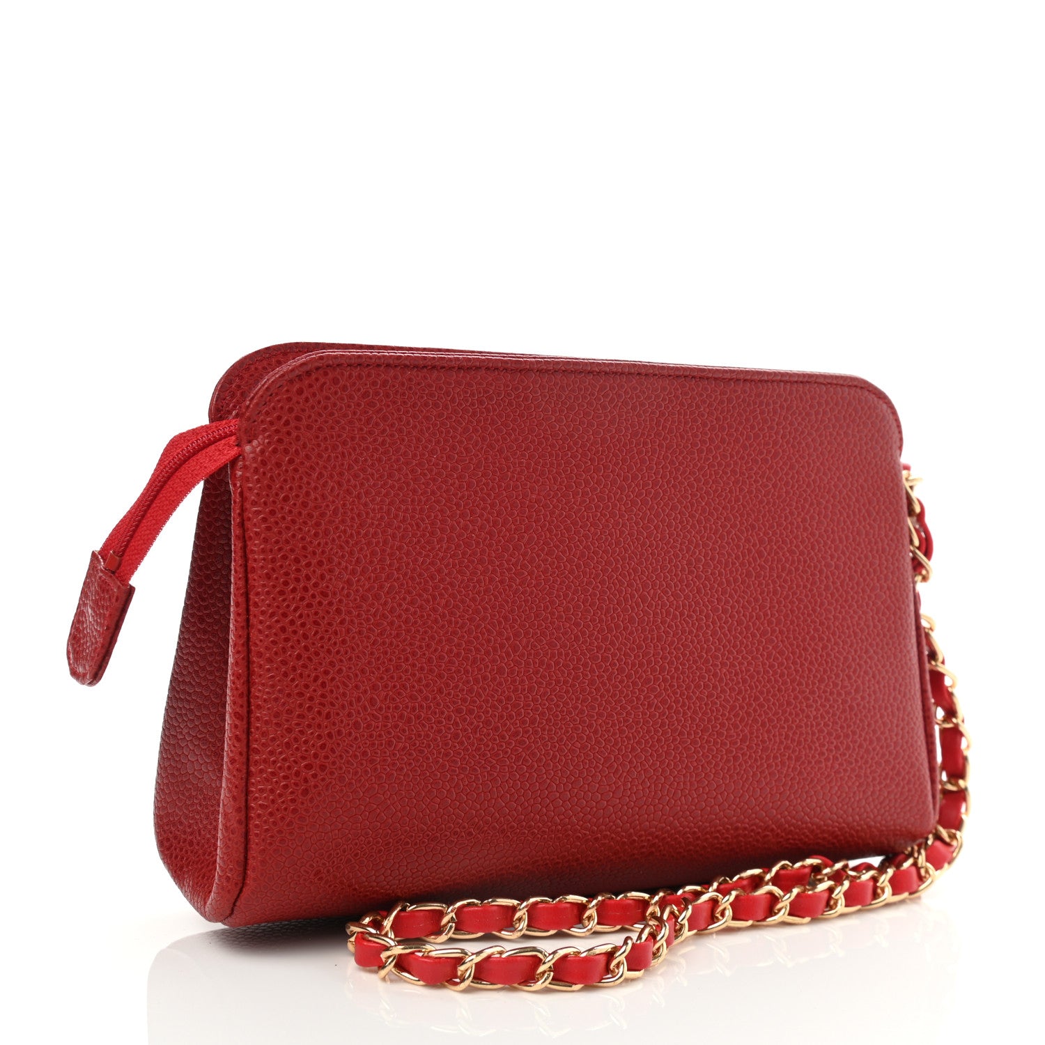Chanel Caviar Timeless CC Wrist Pouch Red 3 of 8