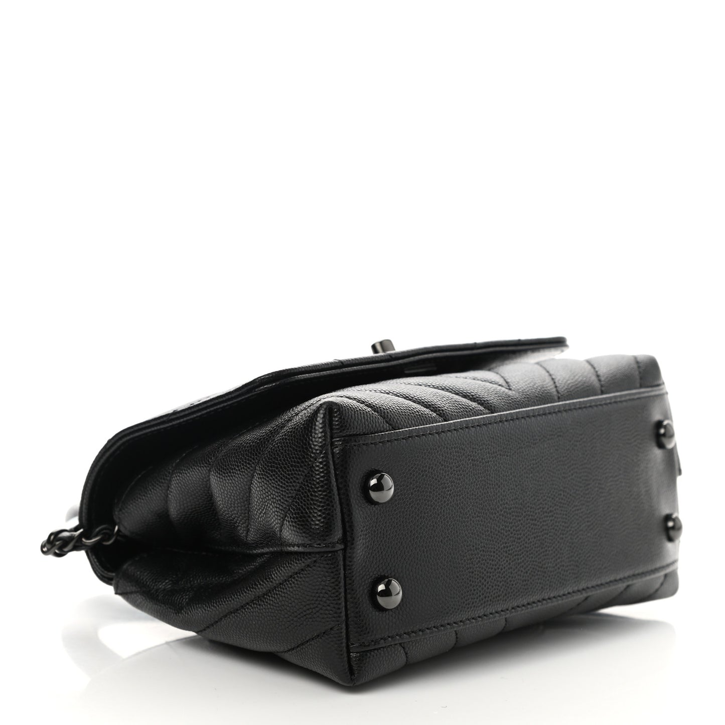 Caviar Chevron Quilted Extra Mini Coco Handle Flap So Black