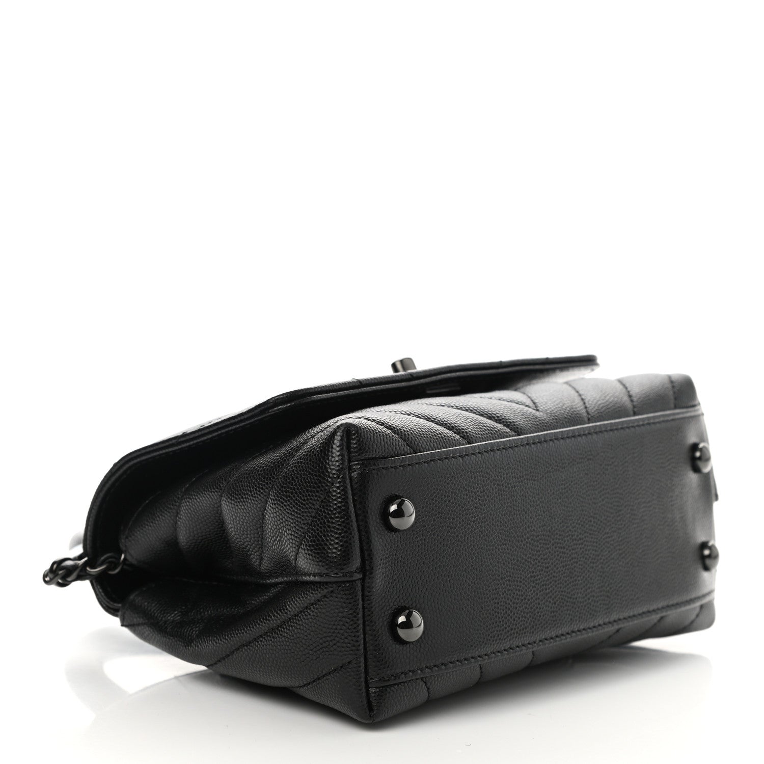 Chanel Caviar Chevron Quilted Extra Mini Coco Handle Flap So Black 4 of 10