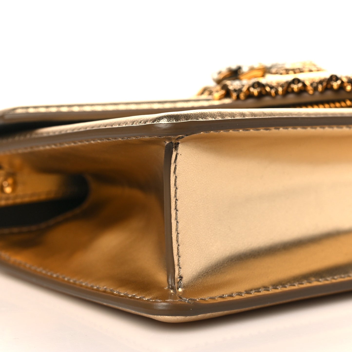 Smooth Calfskin Devotion Envelope Top Handle Bag Gold