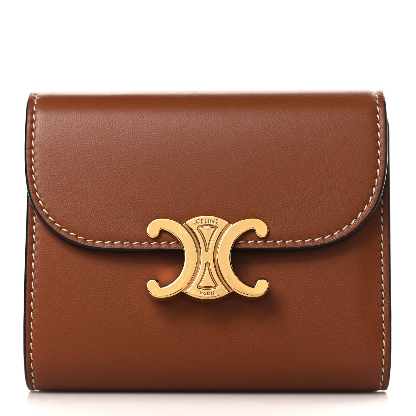 Shiny Smooth Lambskin Small Triomphe Wallet Tan