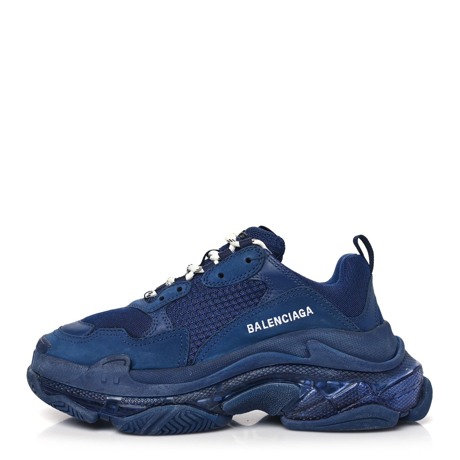 Balenciaga Fabric Mesh Washed Effect Womens Triple S Sneakers 39 Blue 1 of 7