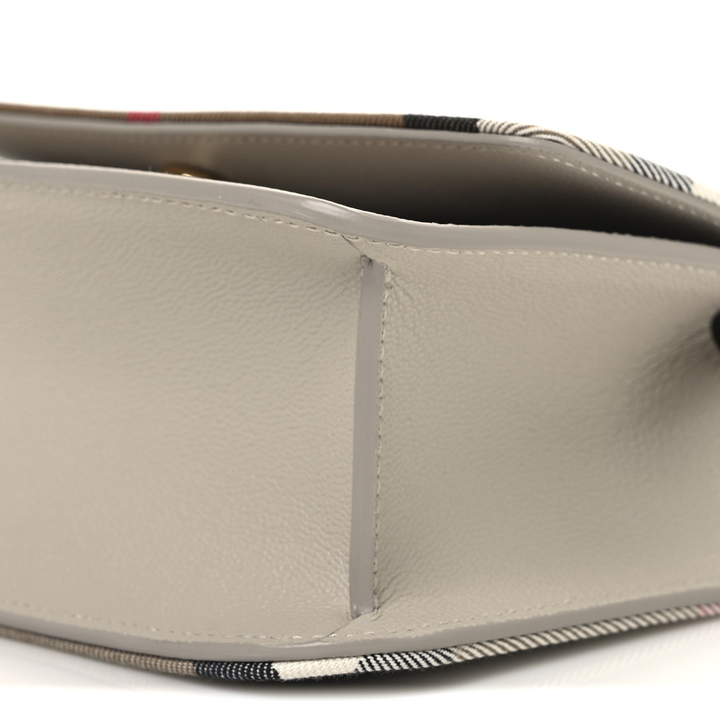Grained Calfskin House Check Small Madison Shoulder Bag Limestone