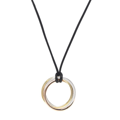 Cartier 18K Pink Yellow White Gold Diamond Large Trinity Cord Necklace 1 of 6