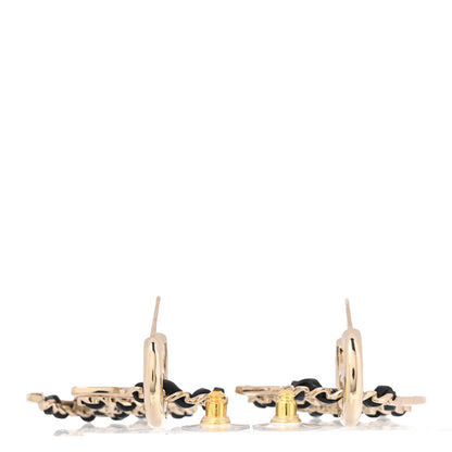 Chanel Lambskin Chain CC Drop Earrings Black Gold 3 of 4
