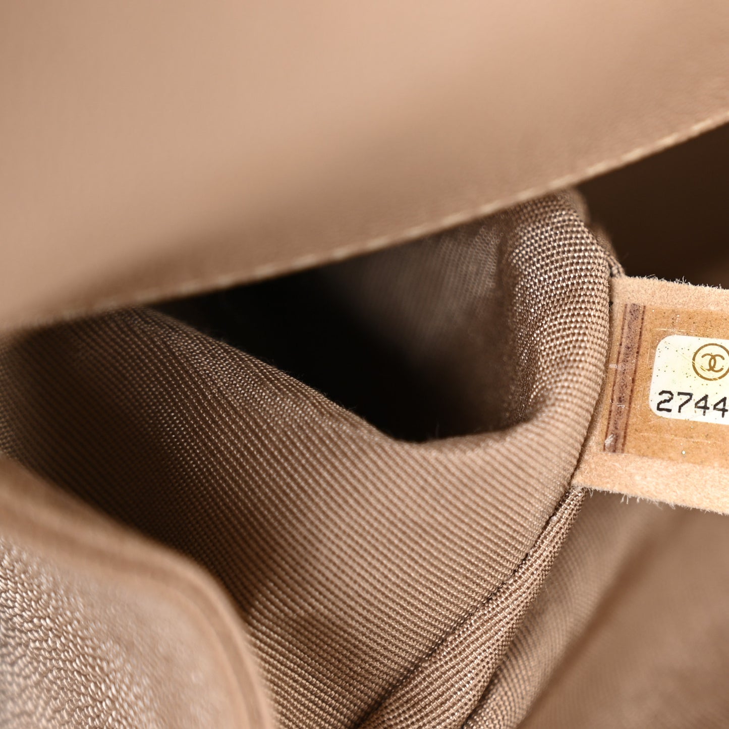 Caviar Quilted Medium Boy Flap Dark Beige