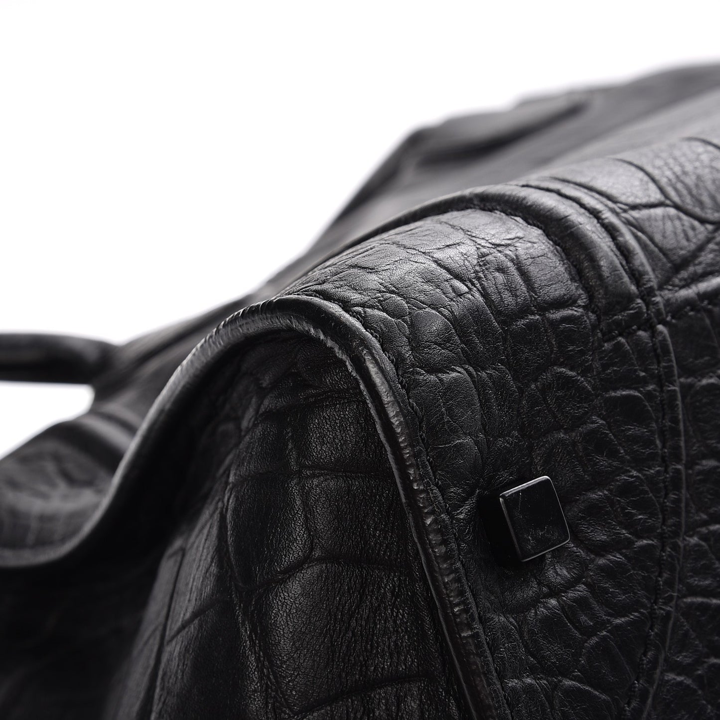 Crocodile Embossed Calfskin Large Phantom Luggage Black