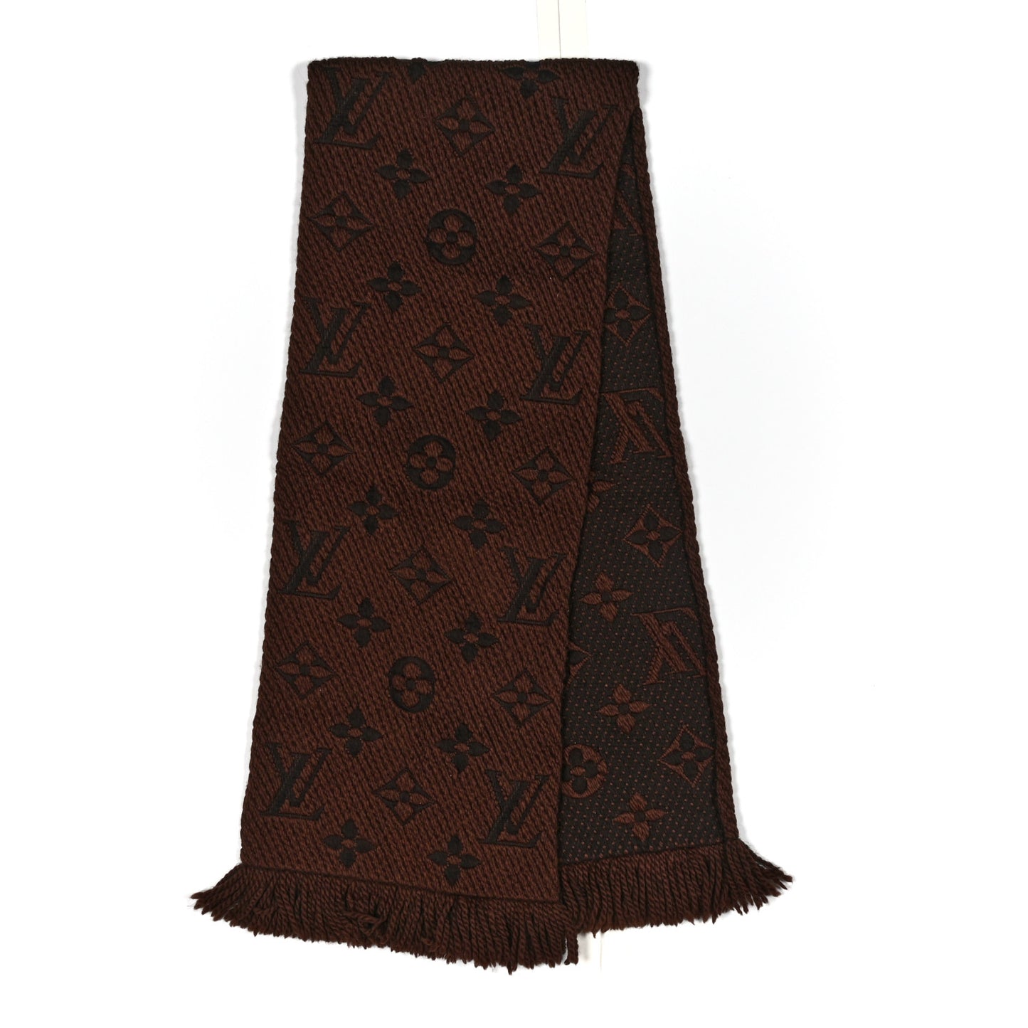 Wool Silk Logomania Scarf Marron
