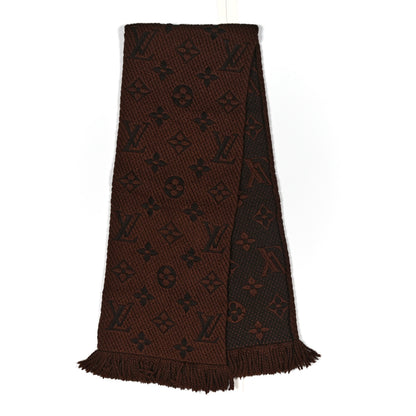 Louis Vuitton Wool Silk Logomania Scarf Marron 2 of 3