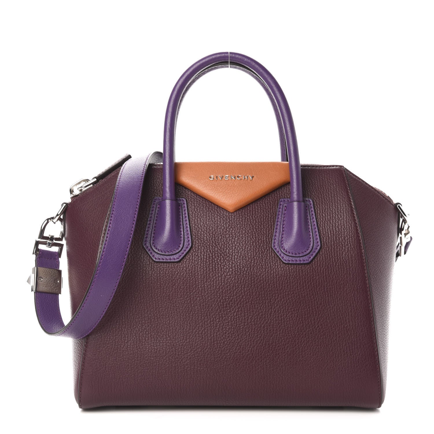 Givenchy Sugar Goatskin Small Tri-Color Antigona Oxblood Violet Orange 1 of 11