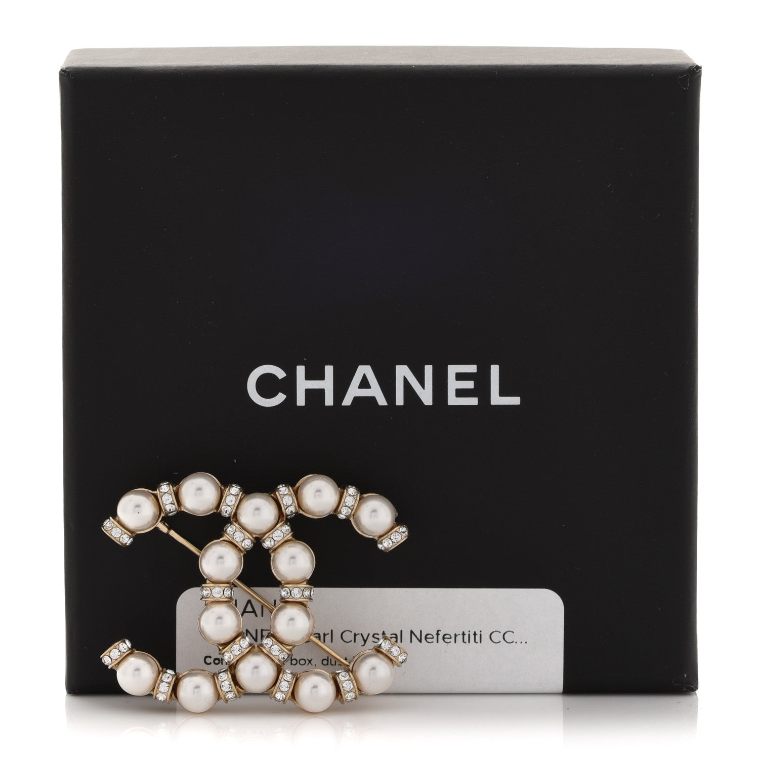 Chanel Pearl Crystal Nefertiti CC Brooch Gold 5 of 5