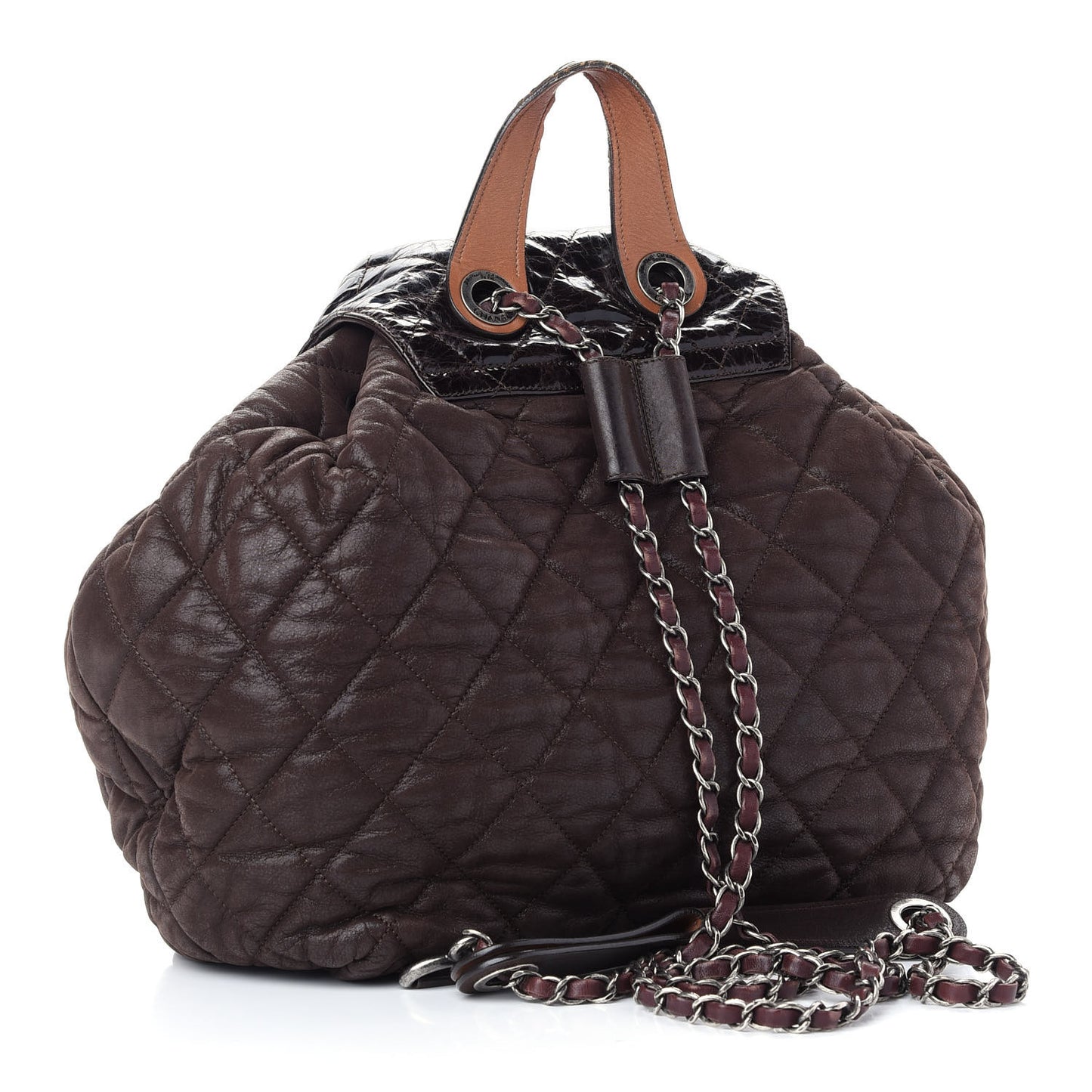 Iridescent Calfskin Quilted In The Mix Backpack Brown