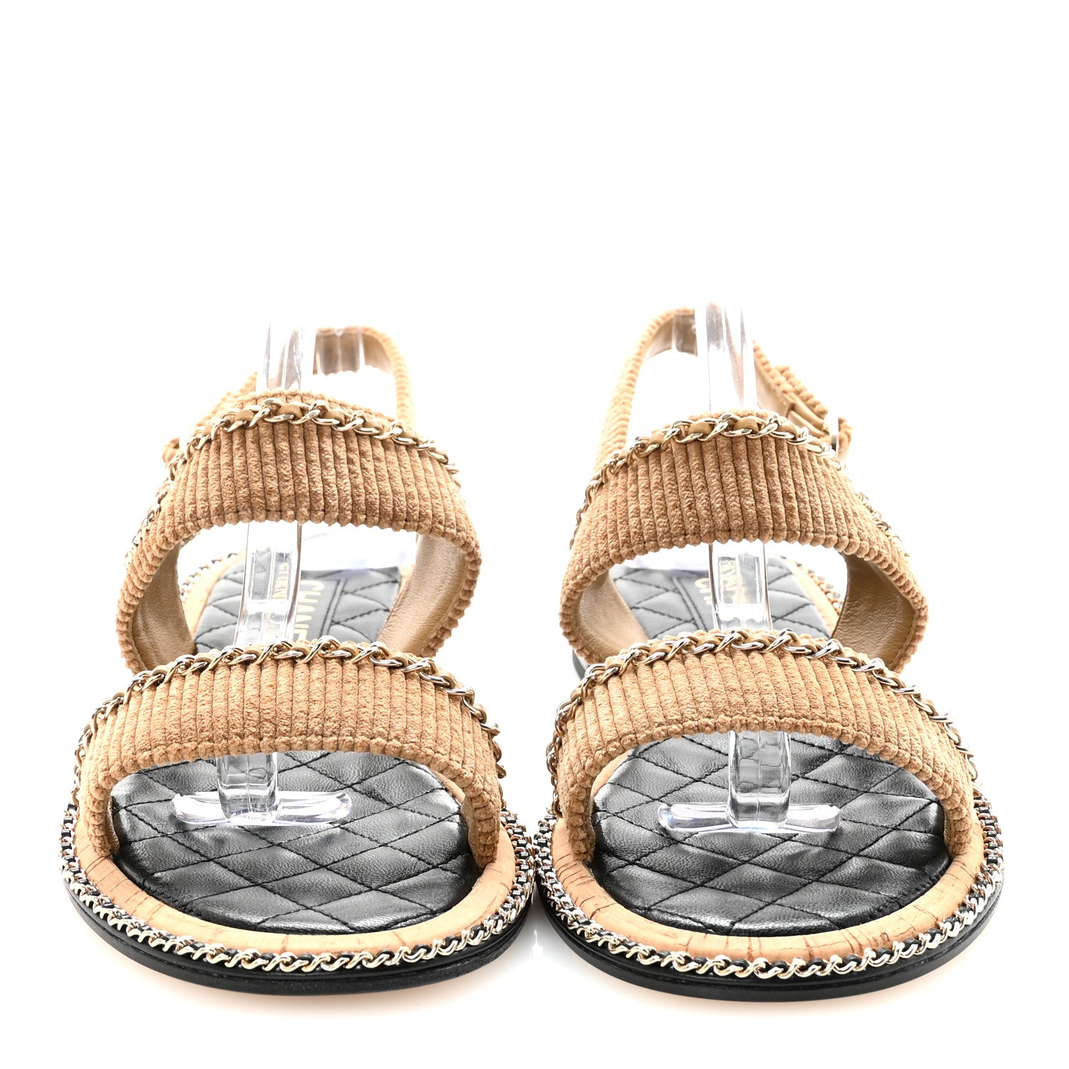 Chanel Corduroy Chain CC Sandal 40 Dark Beige 3 of 9