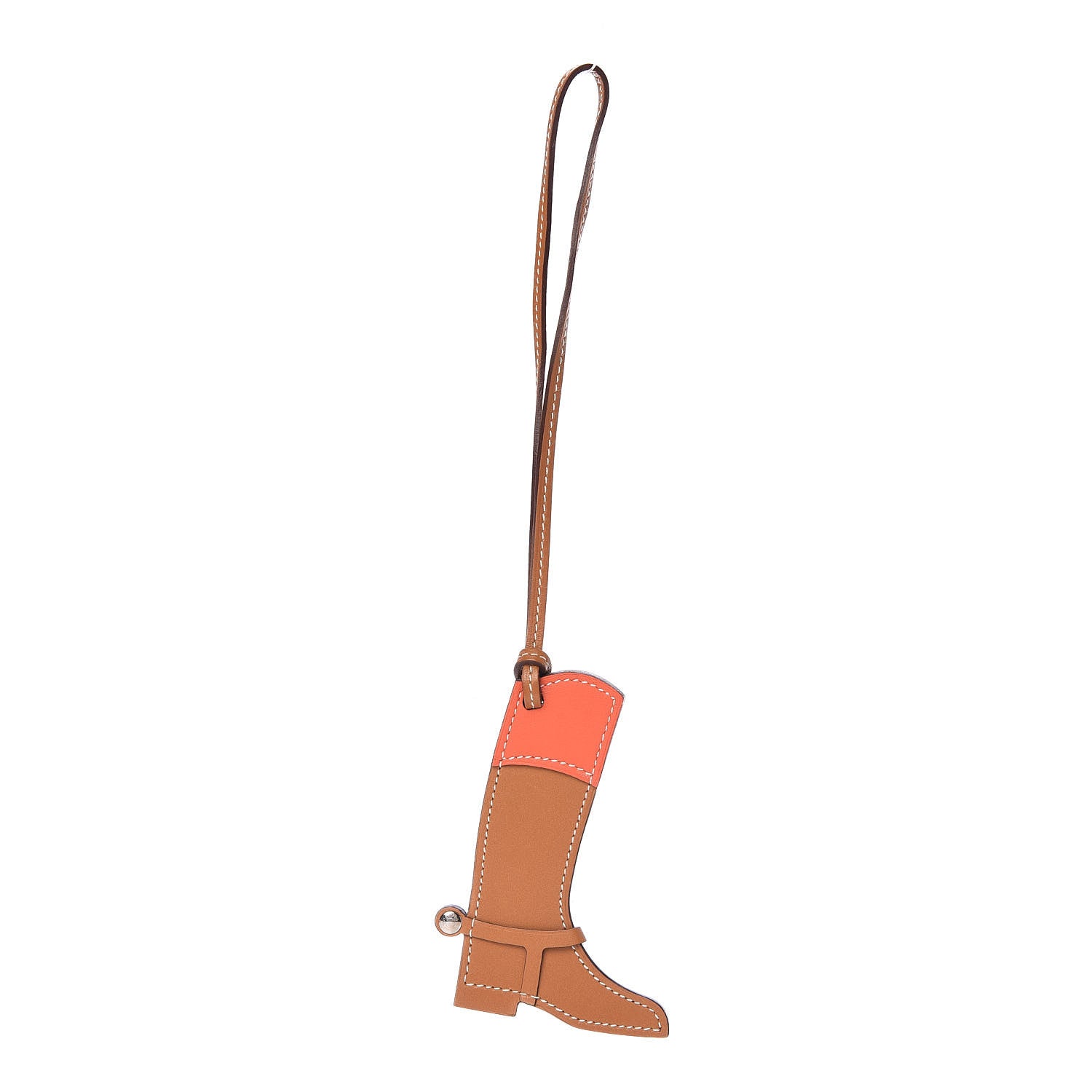 Hermes Butler Swift Paddock Botte Boot Bag Charm Natural Sable Orange 2 of 8