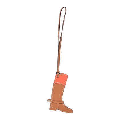 Hermes Butler Swift Paddock Botte Boot Bag Charm Natural Sable Orange 2 of 8