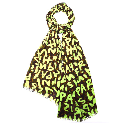 Louis Vuitton Cotton Graffiti Pareo Green 1 of 4