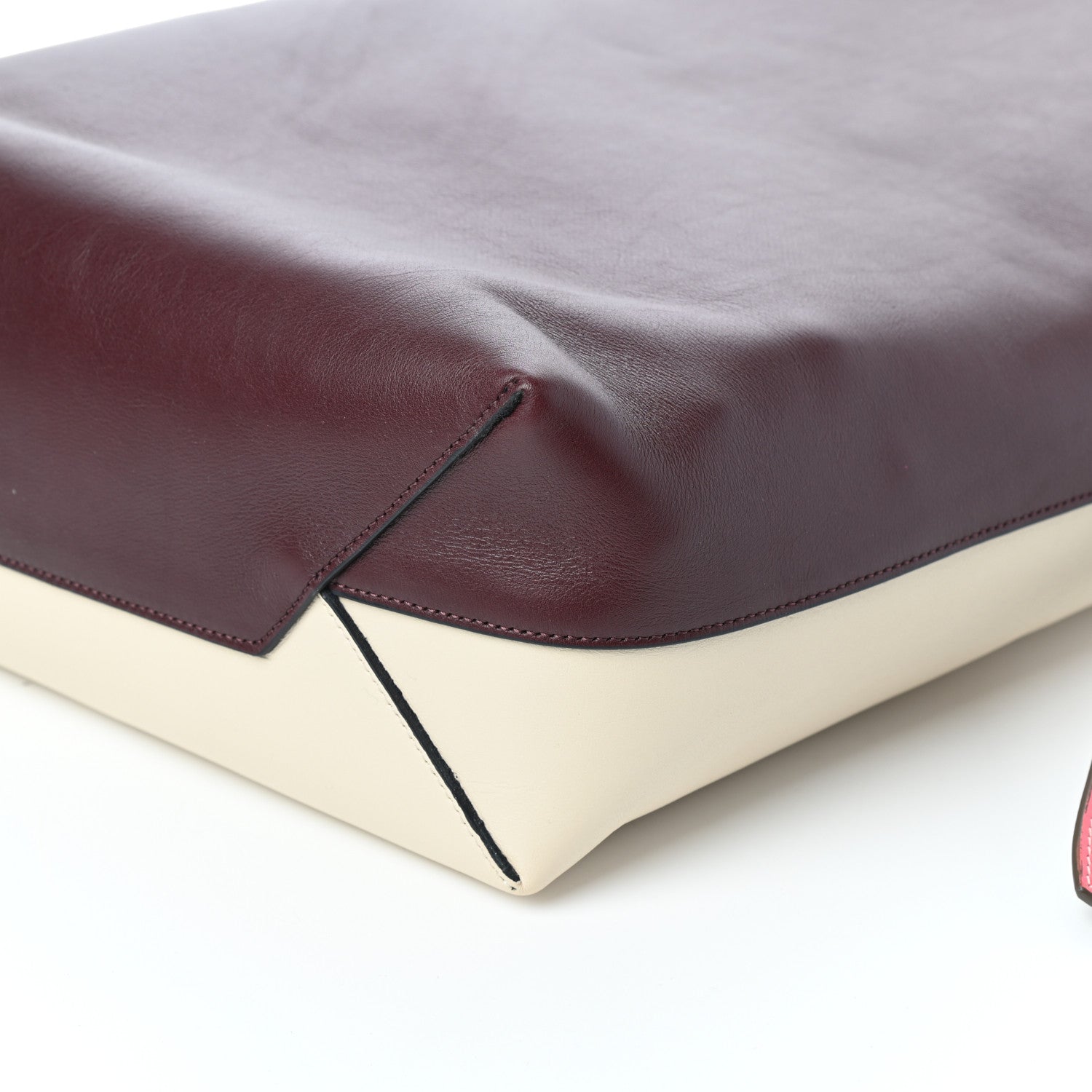Celine Shiny Smooth Calfskin Small Twisted Cabas Burgundy Cream 8 of 8