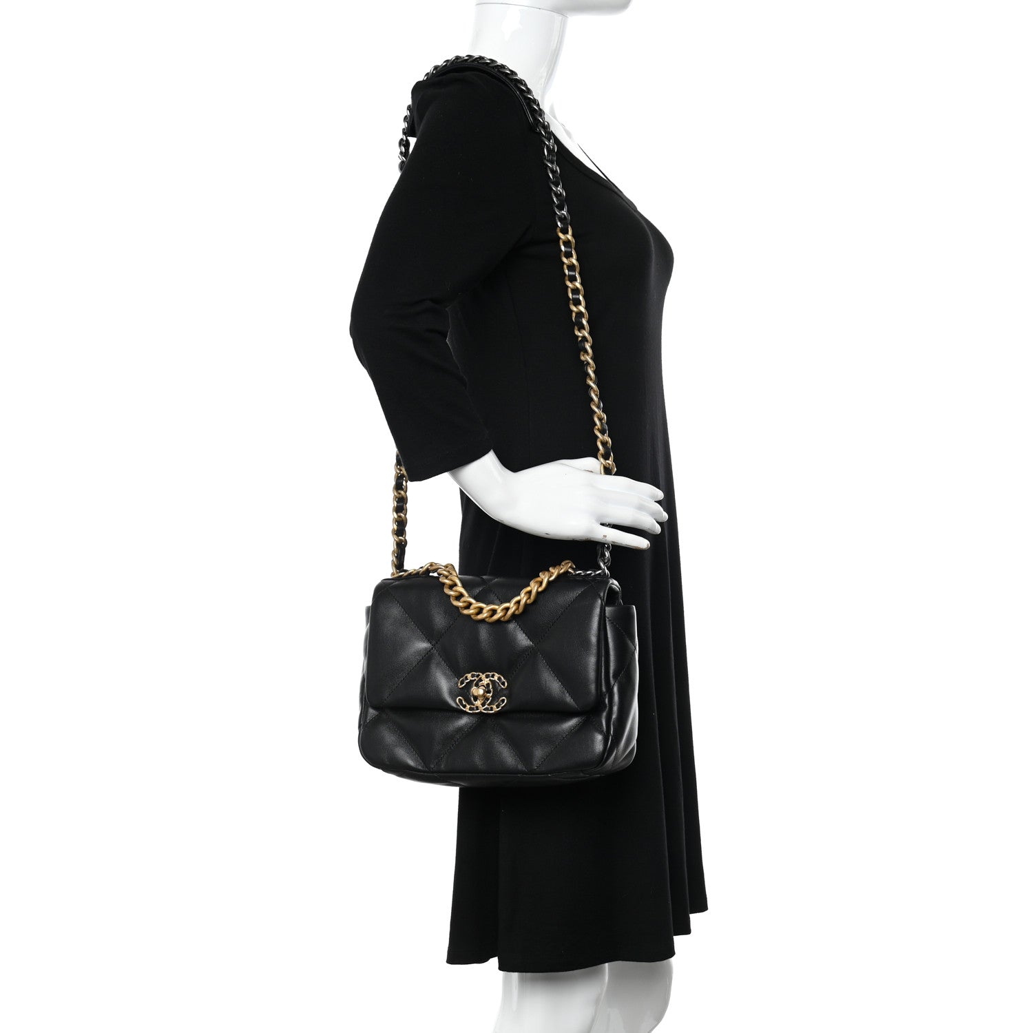 Chanel Lambskin Quilted Medium Chanel 19 Flap Black 2 of 12