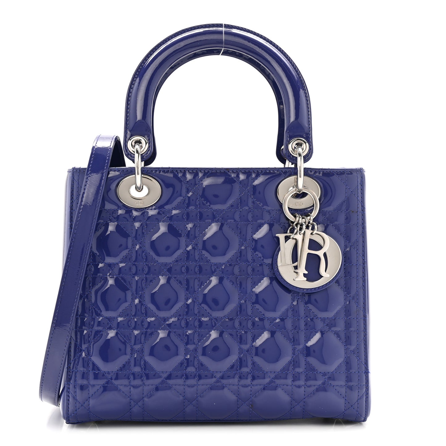 Patent Cannage Medium Lady Dior Blue