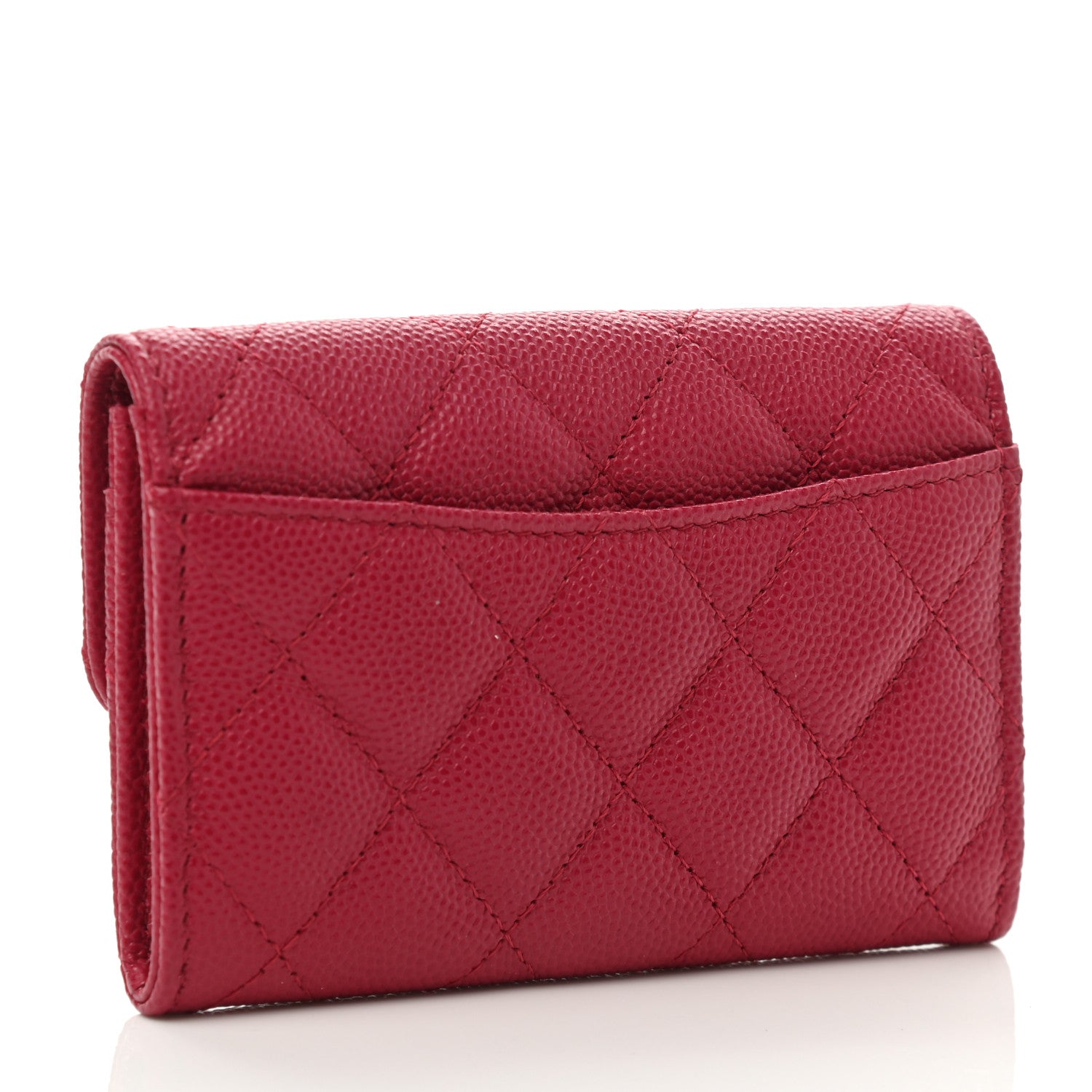 Chanel Caviar Quilted Flap Card Holder Wallet Dark Pink 3 of 9