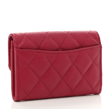 Chanel Caviar Quilted Flap Card Holder Wallet Dark Pink 3 of 9