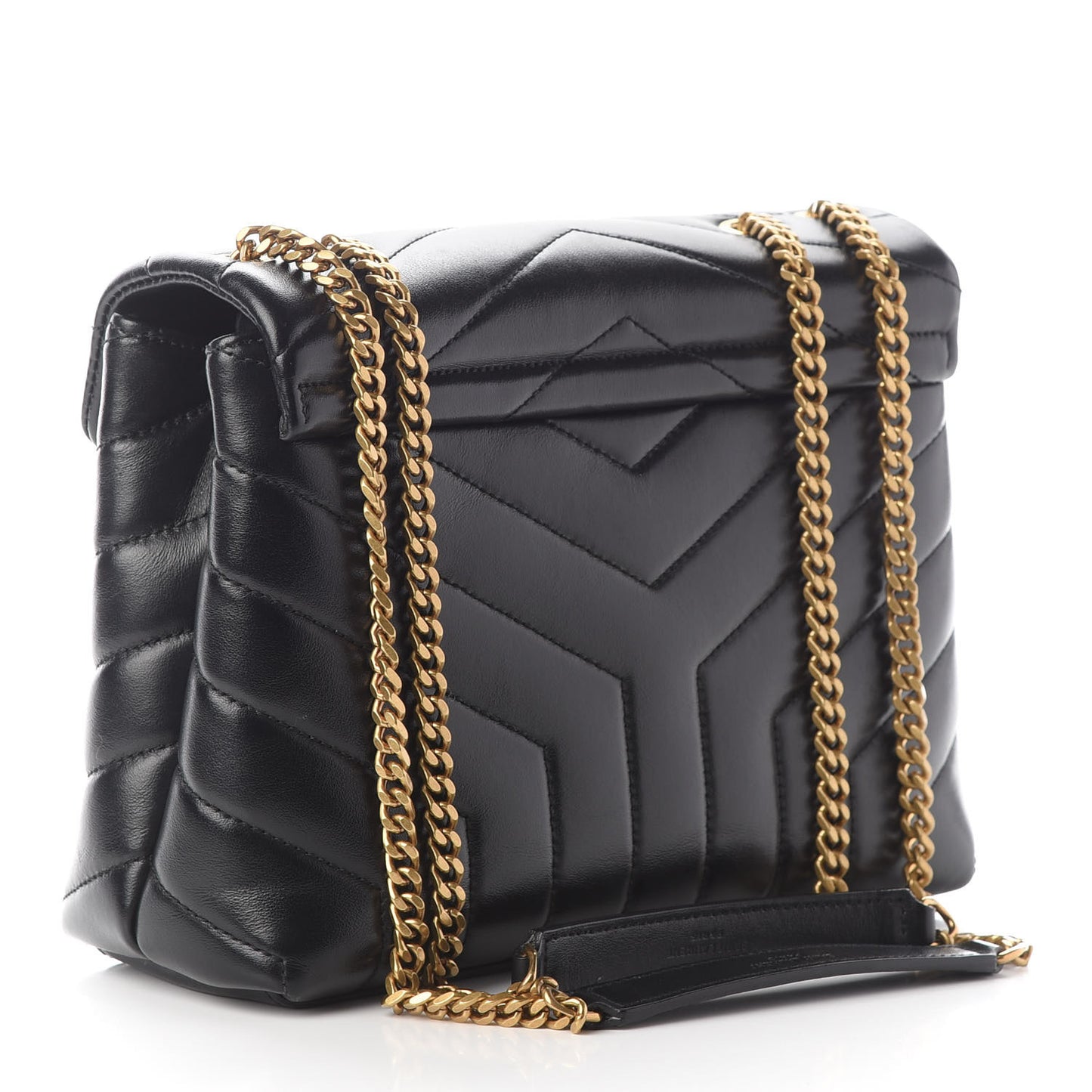 Calfskin Y Quilted Monogram Small Loulou Chain Satchel Black